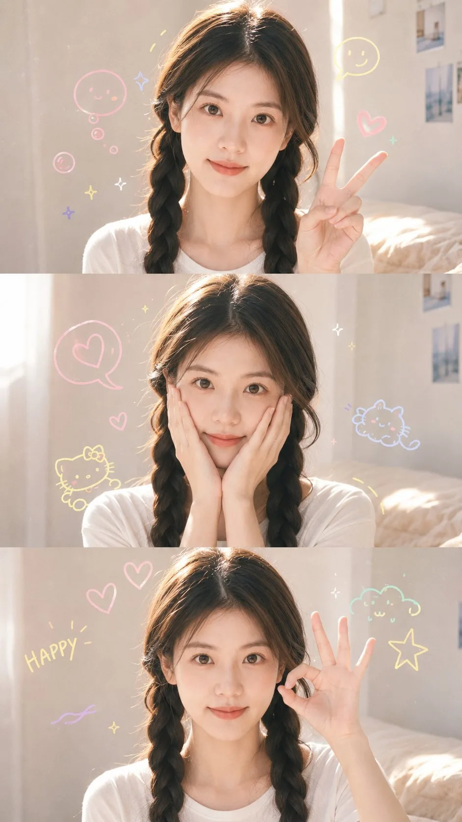 ภาพคอลลาจเซลฟี่สาวน้อย 3 ช็อตในบ่ายวันอบอุ่น 1