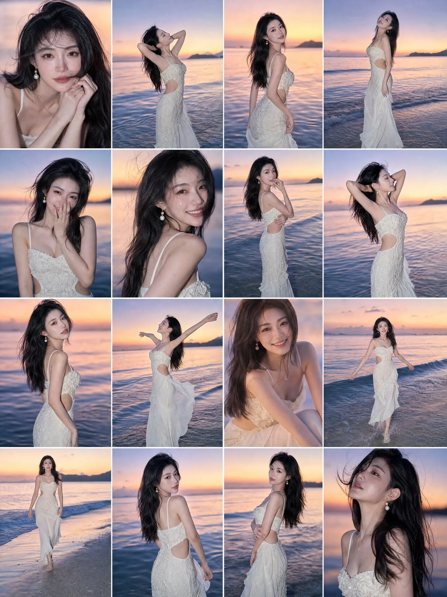 ภาพพอร์ตเทรตหญิงสาวเอเชียบนหาดทรายยามเย็น 16 ช่อง 1