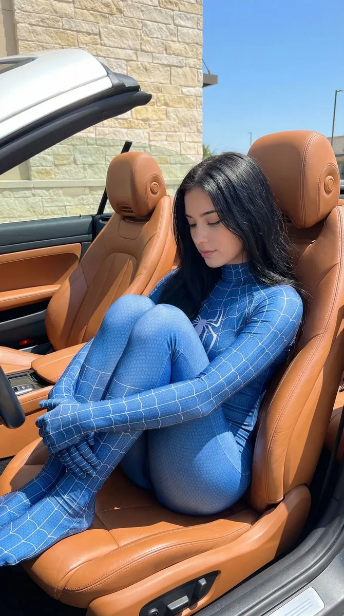 สาวซูเปอร์ฮีโร่ในรถหรูยามบ่ายที่ผ่อนคลาย 1