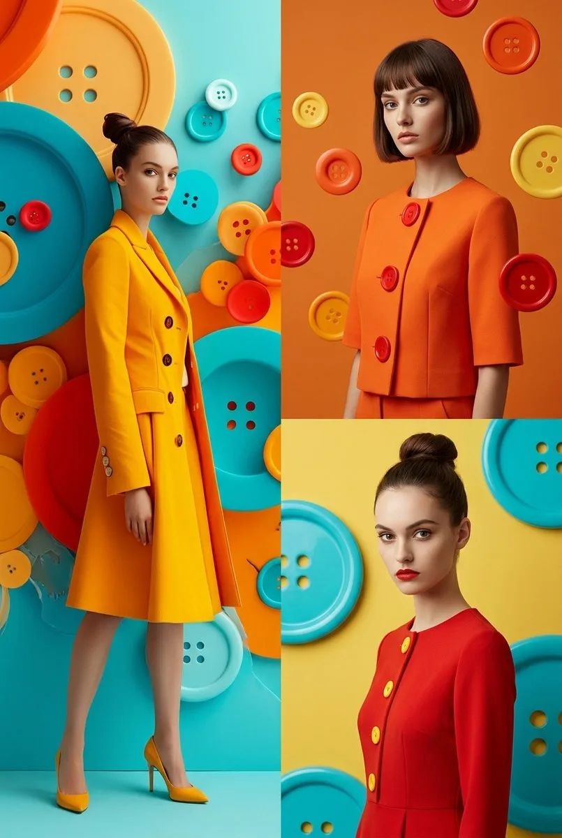 แฟชั่นแนวเหนือจริง: ปุ่มสีสันสดใสในสตูดิโอ 1