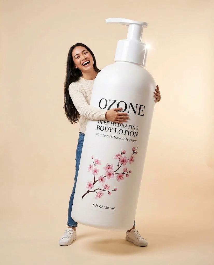 สาวน้อยร่าเริงกับโลชั่น OZONE ยักษ์ 1