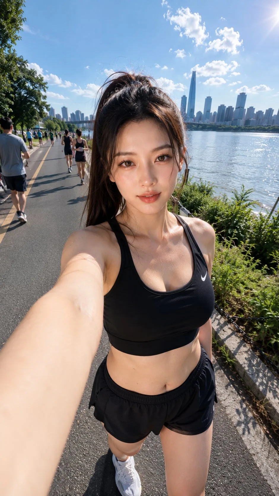 เซลฟี่สาวเอเชียหลังวิ่ง: เหนือจริง สดใส สไตล์ Xiaohongshu 1