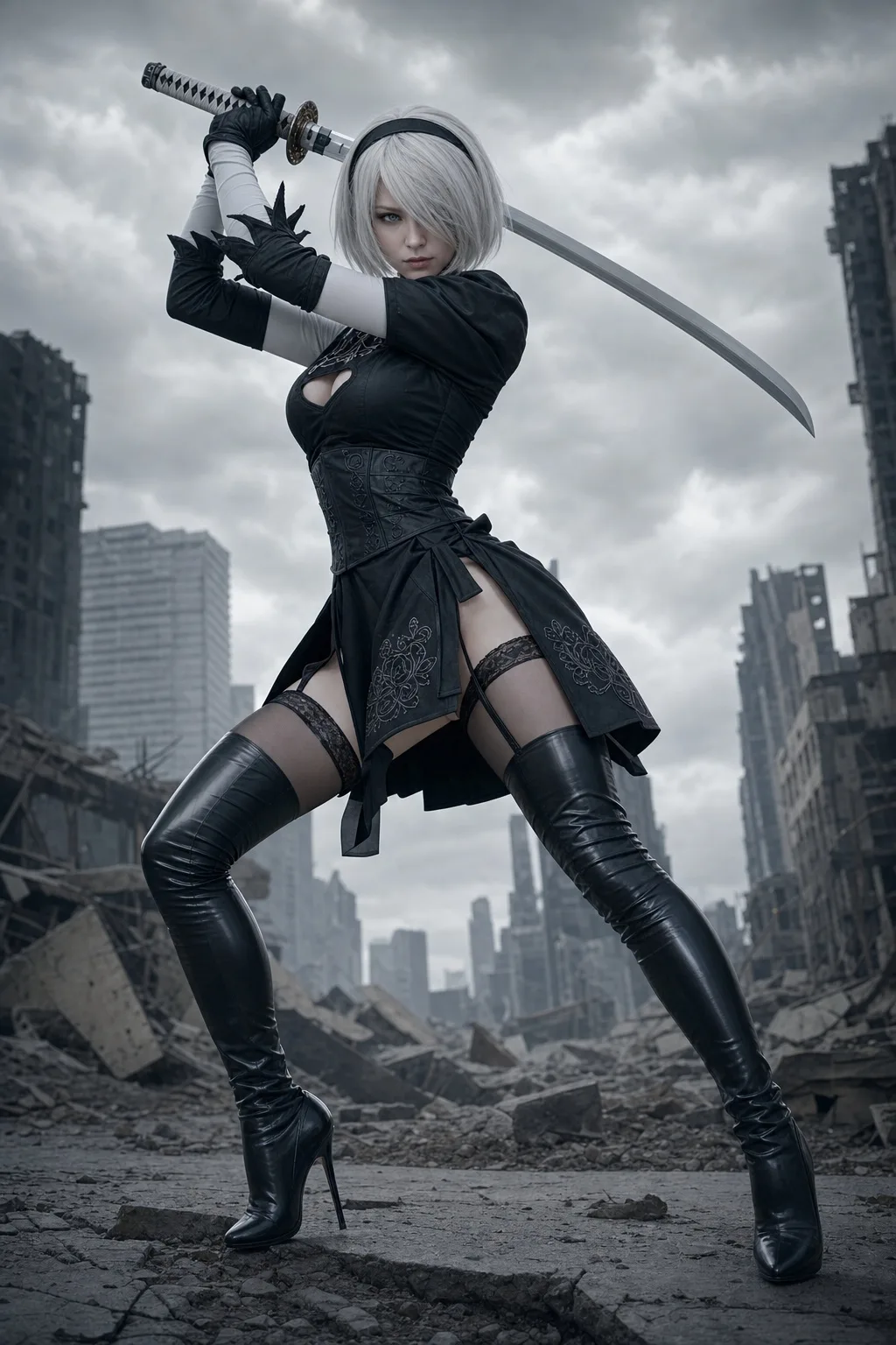 2B ไอดอลญี่ปุ่นสุดน่ารักในซากปรักหักพัง 1