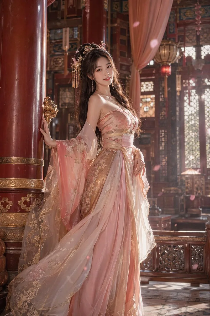หญิงงามในชุดฮั่นฝูสมัยราชวงศ์ถัง ณ พระราชวัง 1