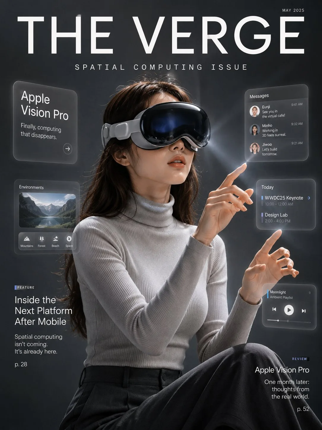 ปกนิตยสารเทคโนโลยี: หญิงชาวเกาหลีกับ Apple Vision Pro 1