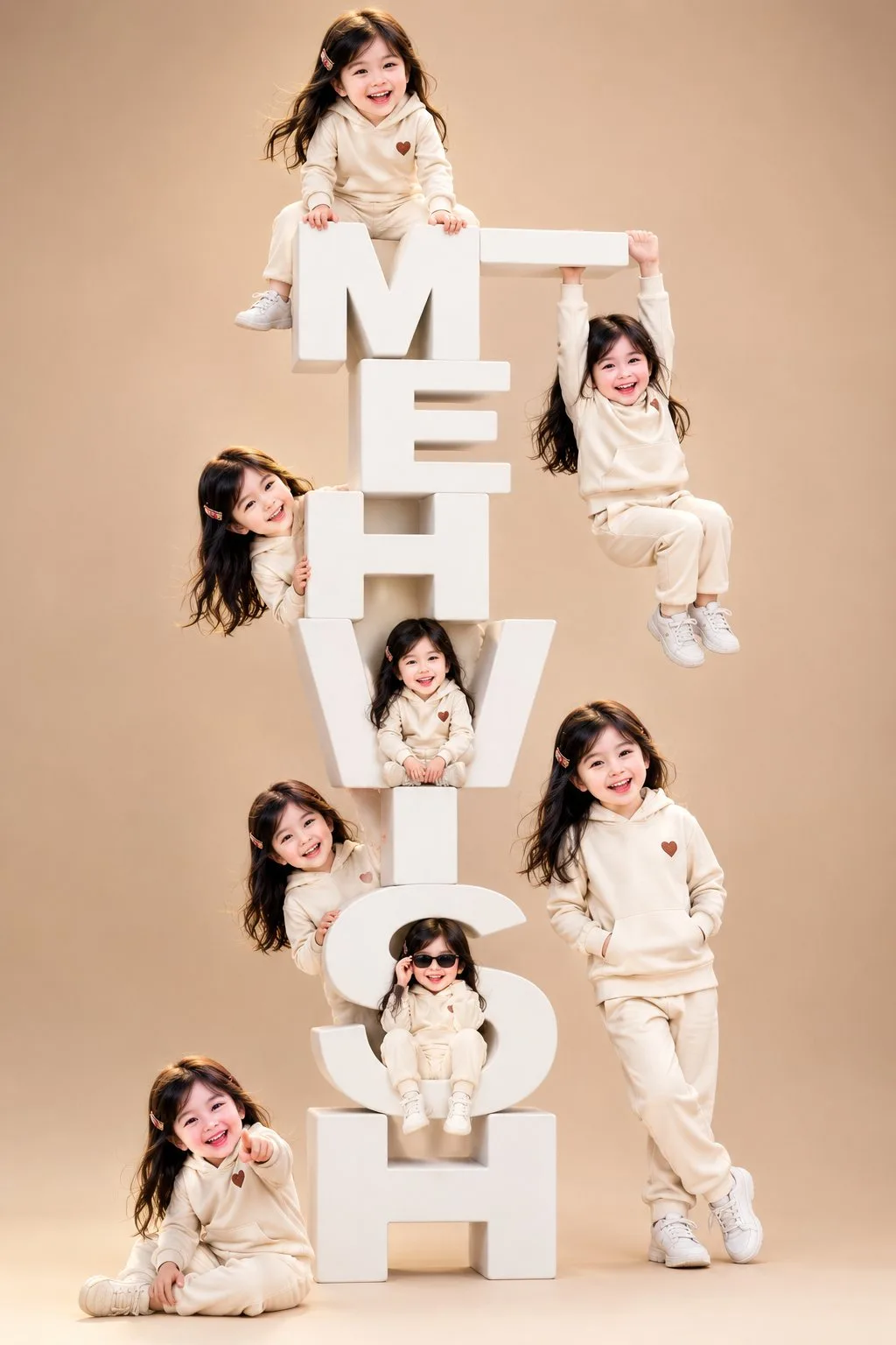 เด็กน้อยหลายร่างและบล็อกตัวอักษรยักษ์ MEHWISH 1