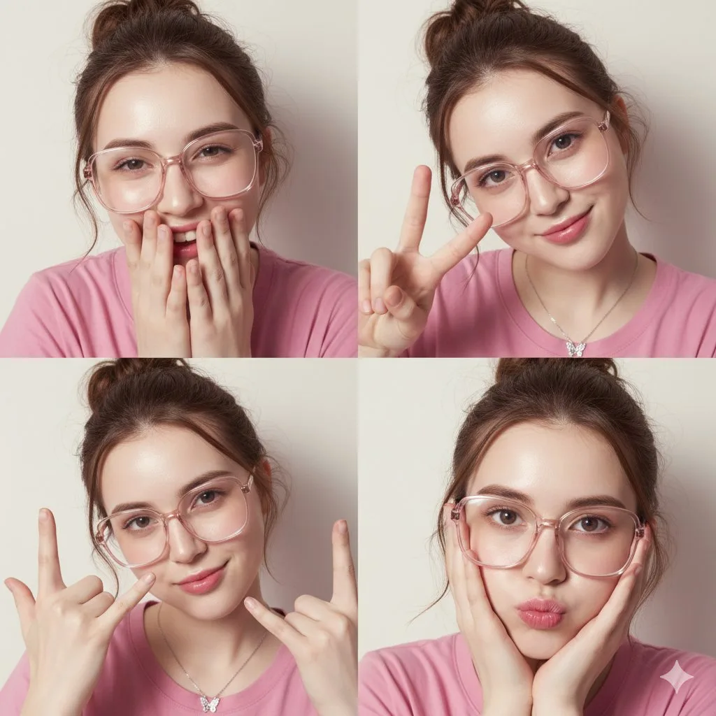 สาวครีมมี่ผิวสวยกับแว่นชมพูใส 4 ช็อต 1