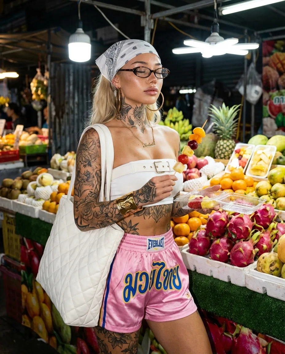 สาวรอยสักในตลาดผลไม้กลางคืน 1