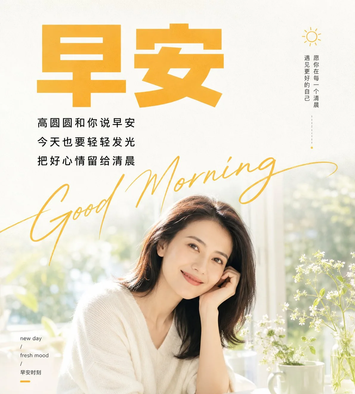 โปสเตอร์ทักทายยามเช้าสไตล์มินิมอล (ทรัมป์) 1