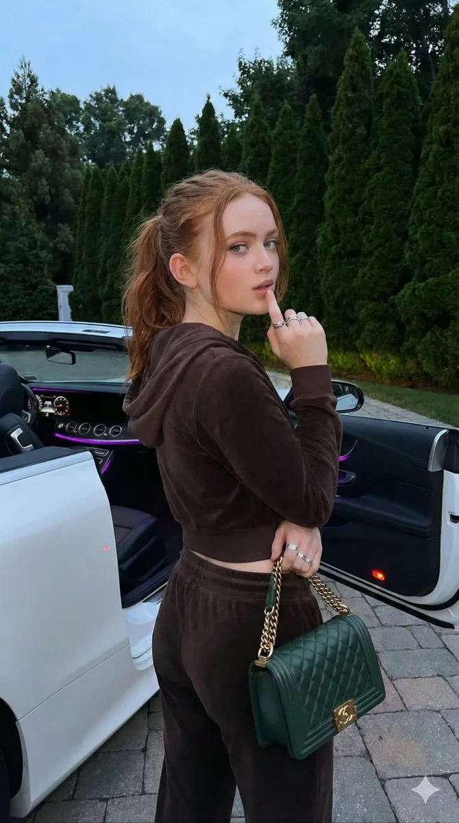 เศรษฐีสาวผมแดง Sadie Sink ในแสงนีออนยามสนธยา 1