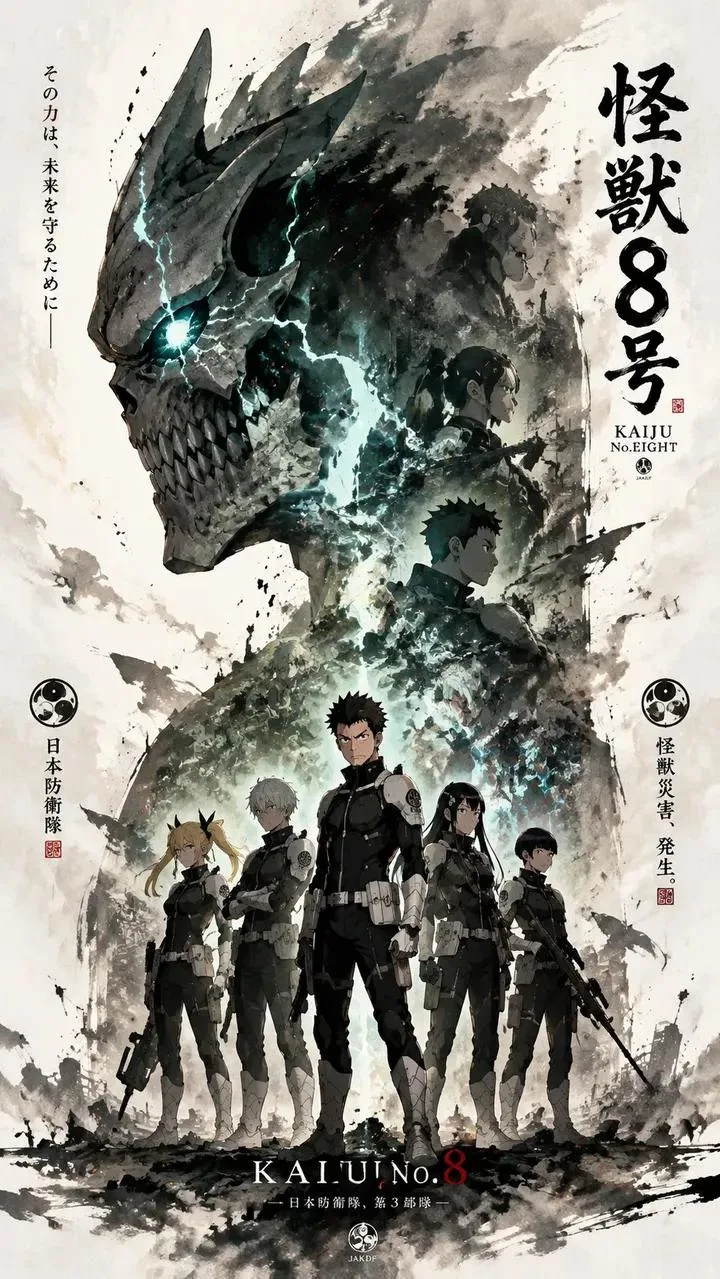 โปสเตอร์อนิเมะสไตล์หมึกญี่ปุ่นเข้มข้น 1