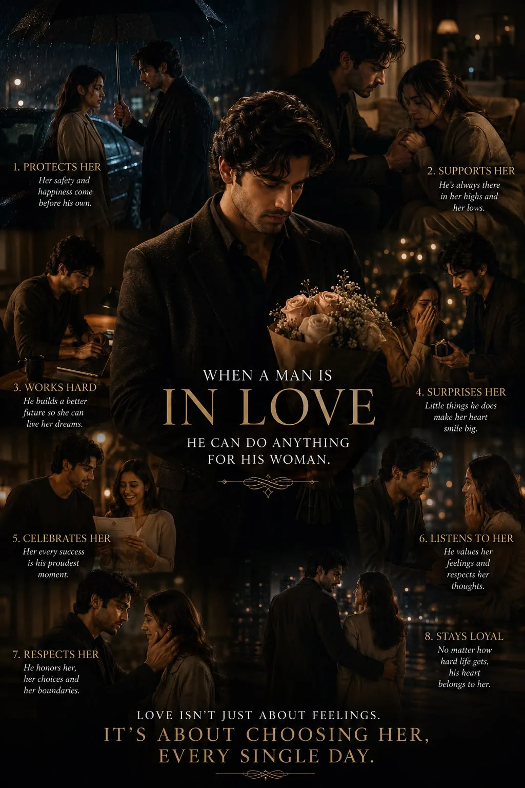โปสเตอร์คอลลาจคู่รักสุดหรูสไตล์หนังโรแมนติก 1