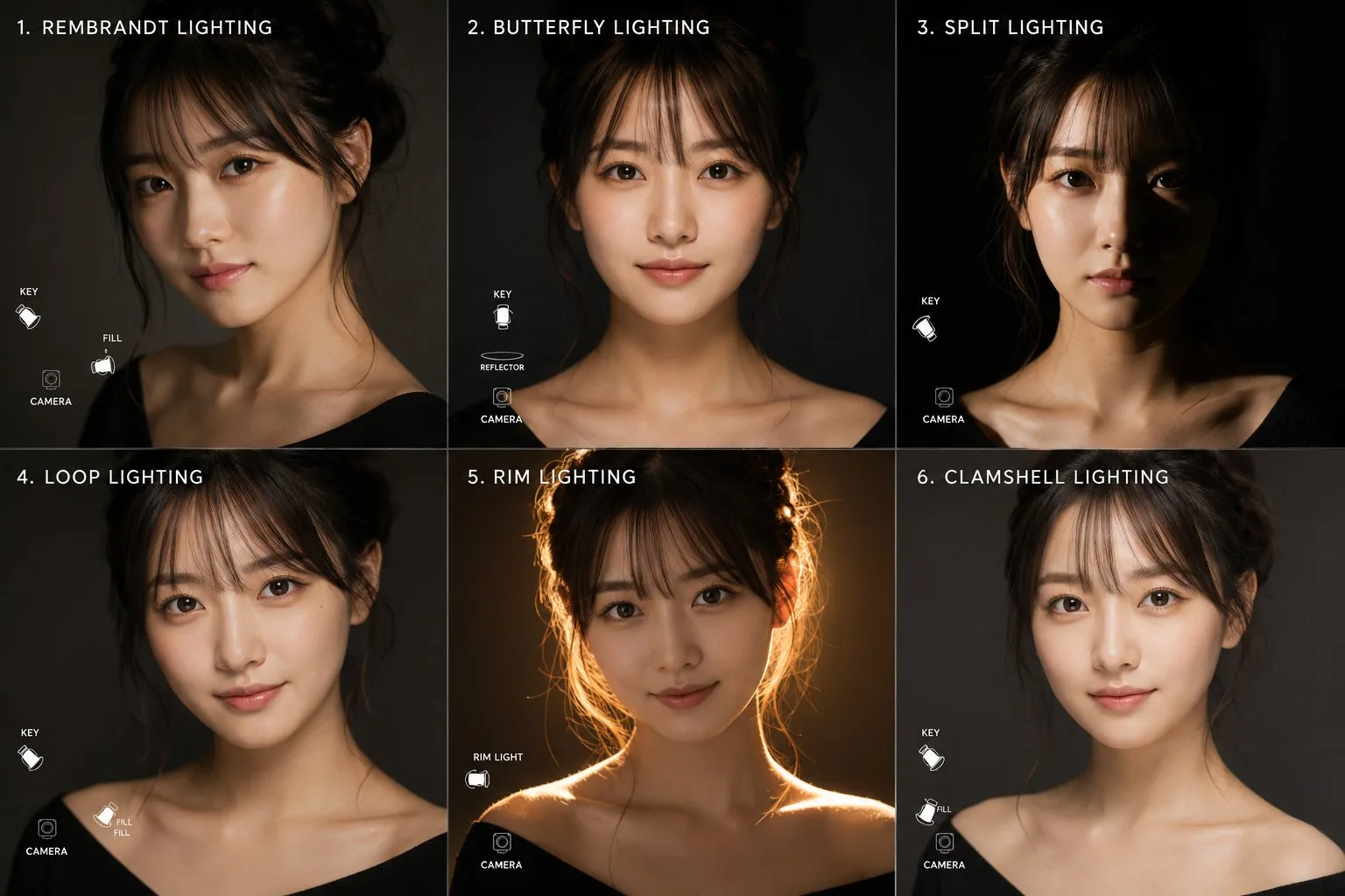 คอลลาจภาพหญิงสาว 6 แสงสตูดิโอแบบมืออาชีพ 1