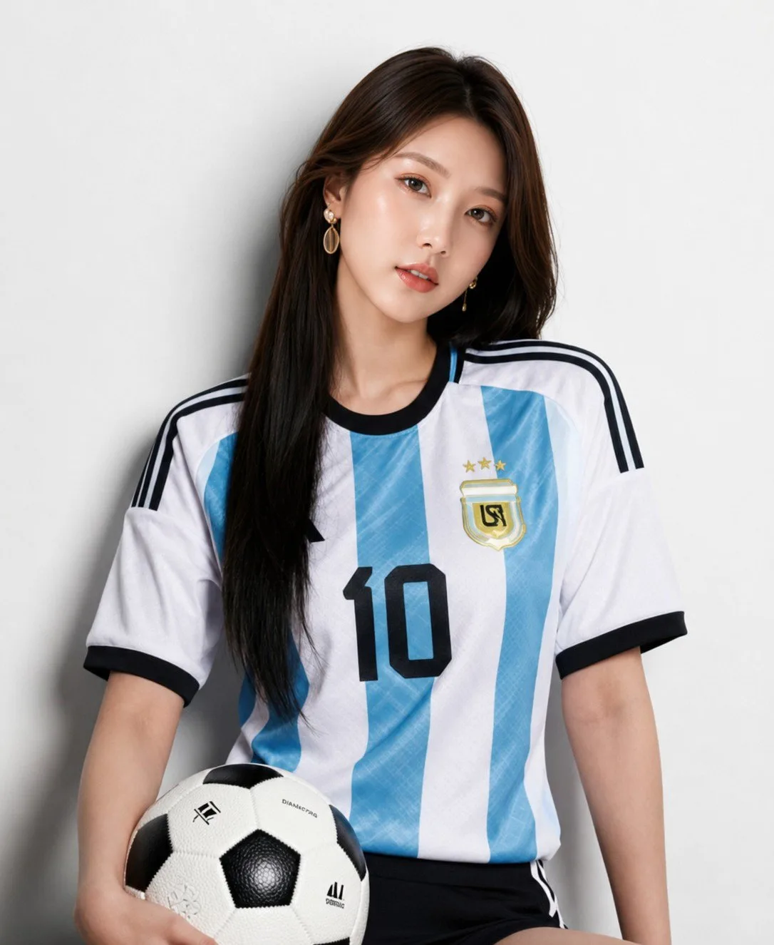 สาวเอเชียเสื้อบอลอาร์เจนตินา 10 เหมือนจริง 1