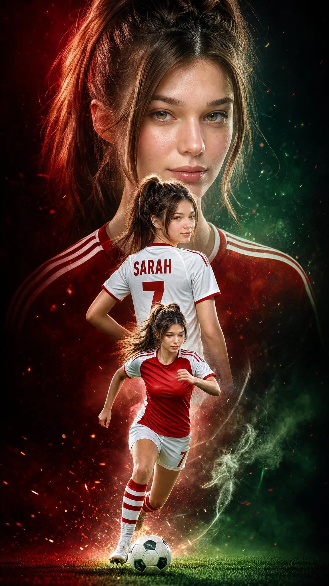 โปสเตอร์นักฟุตบอลหญิงระดับภาพยนตร์ สวยสมจริง 1