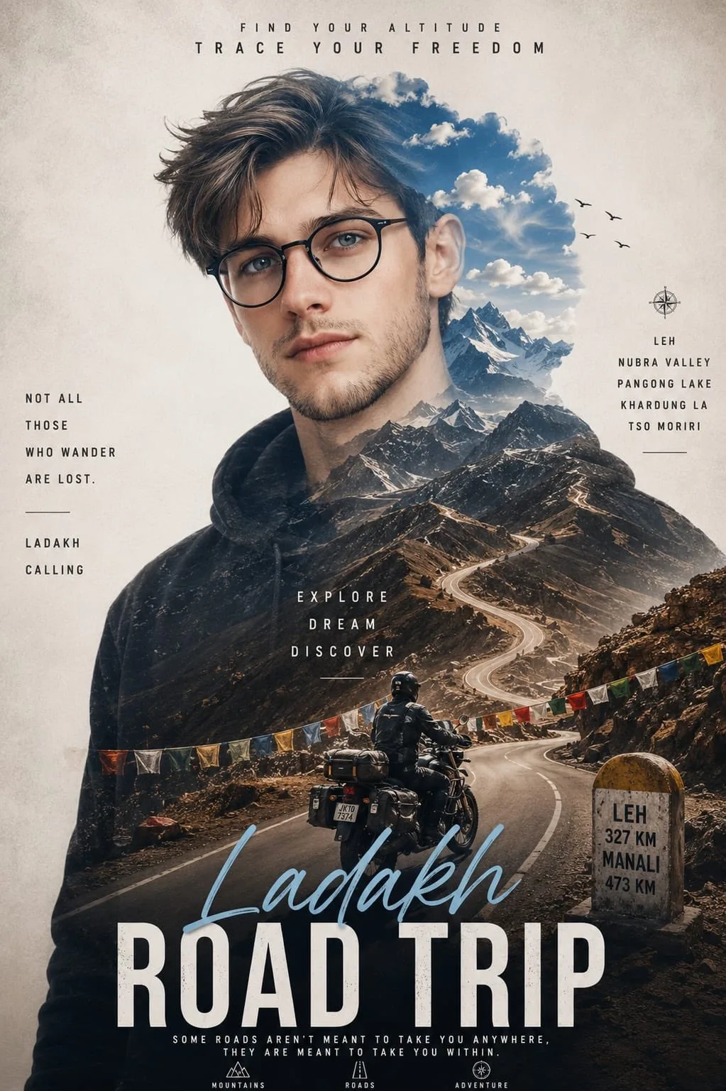 โปสเตอร์เดินทางลาดักห์ ดับเบิลเอ็กซ์โพเชอร์ สไตล์ภาพยนตร์ 1
