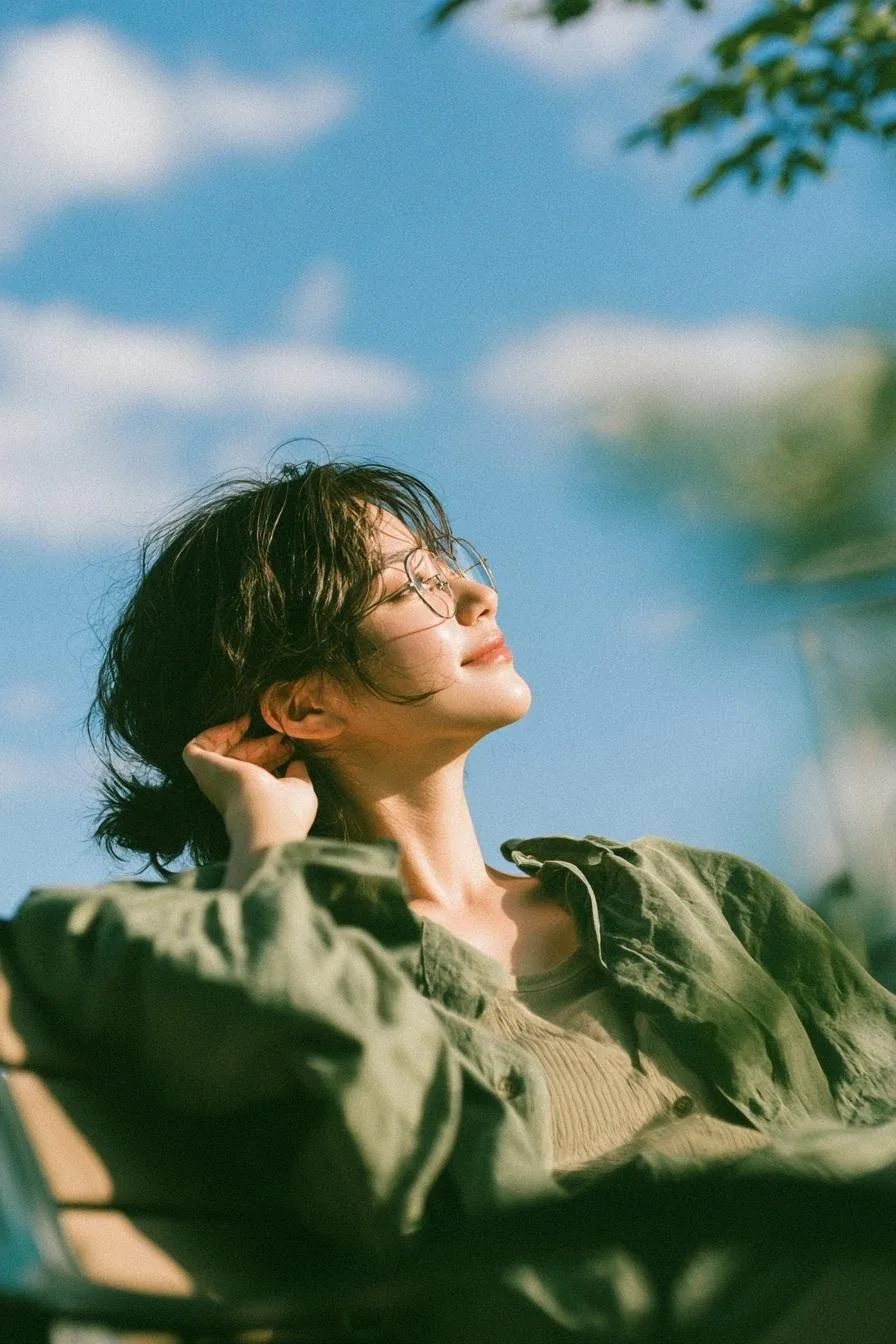 ภาพเหมือนจริงหญิงสาวในสวนยาม Golden Hour 1