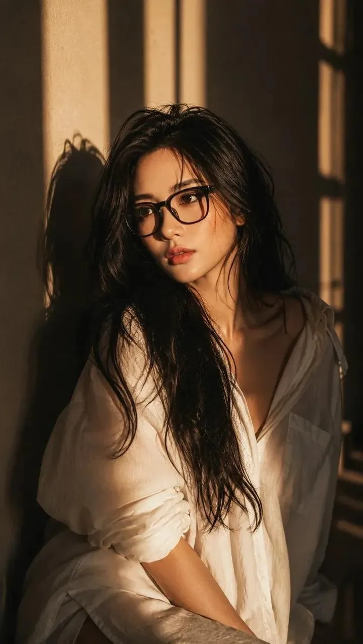 ภาพพอร์เทรตหญิงสาวติดหน้าต่างในแสง Golden Hour 1