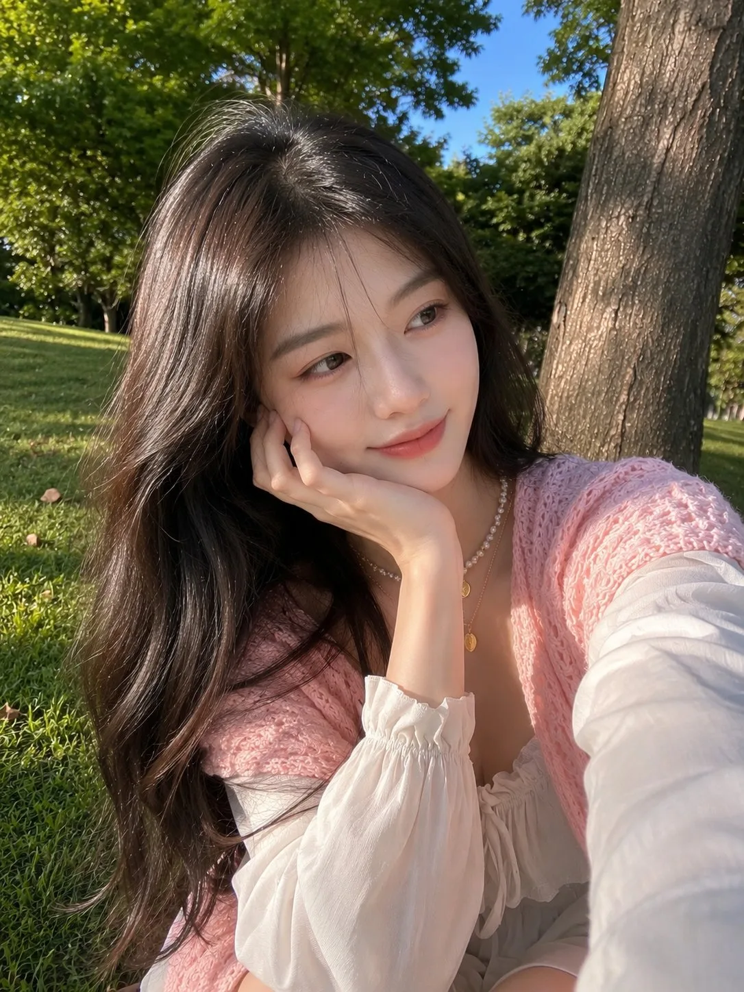 เซลฟี่สาวเอเชียกลางแจ้ง: เหมือนถ่ายจากมือถือจริง 1