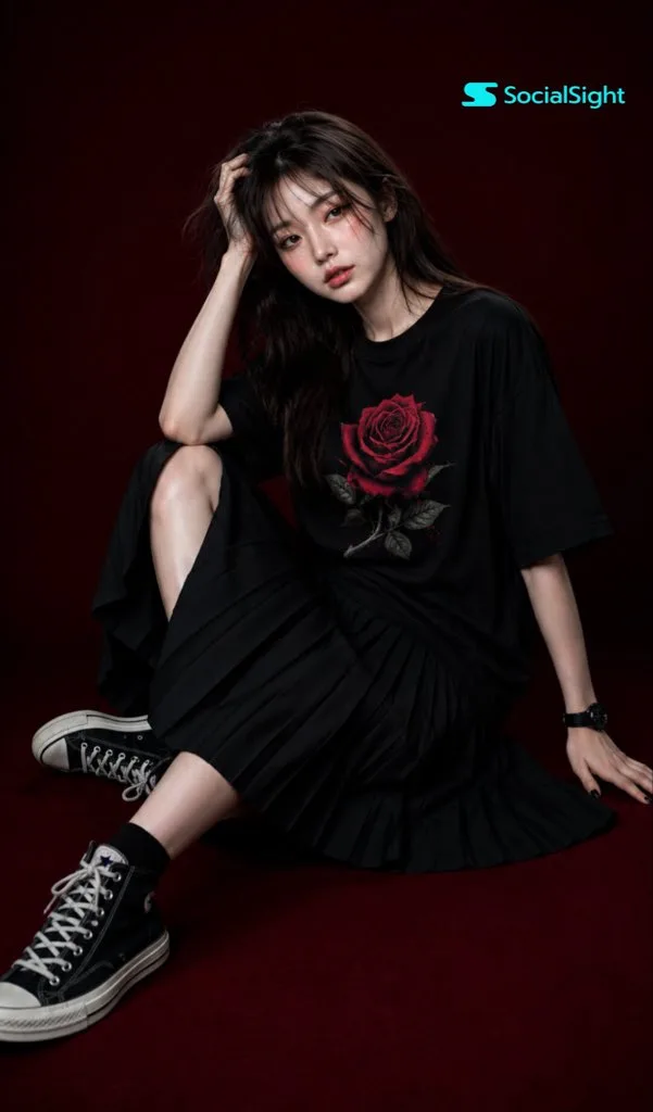 สาวเอเชียสุดเท่ สไตล์นิตยสารแฟชั่นสีดำ 1