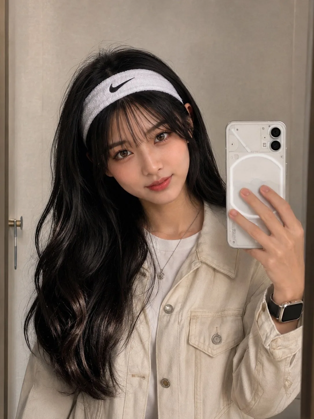 สาวผมหางม้าในชุดนักเรียน ภาพถ่ายเสมือนจริง 1