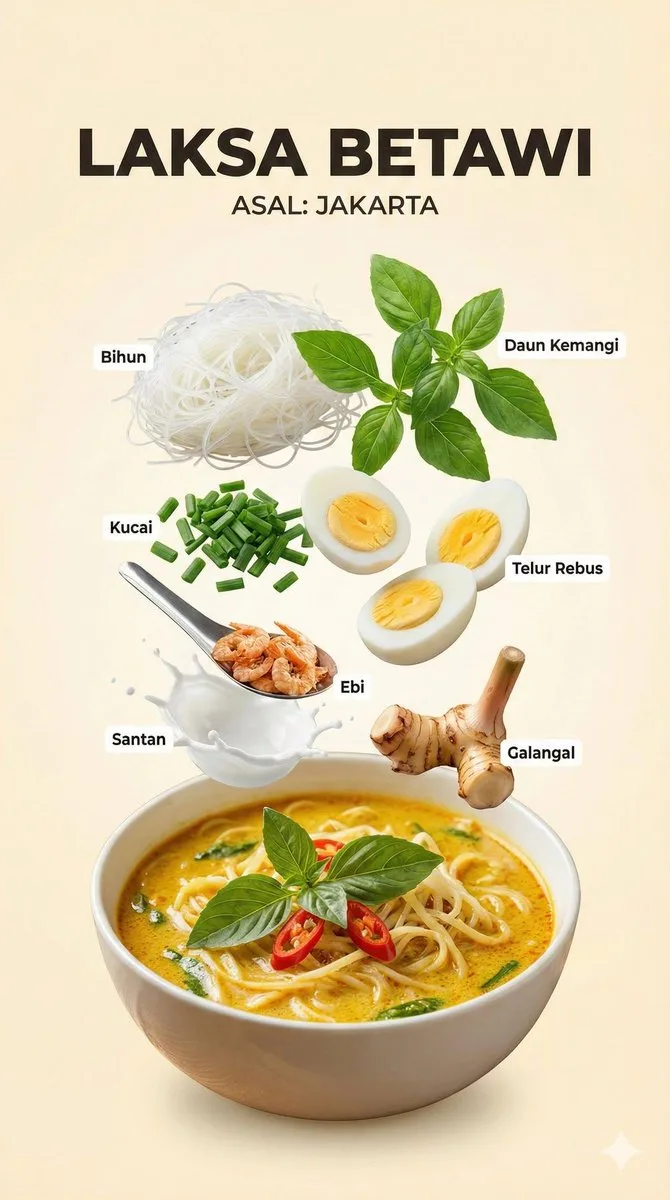 โปสเตอร์อาหารอินโดนีเซียแบบอินโฟกราฟิกสมจริงสุดๆ 2