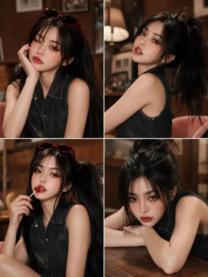 คอลลาจสาวเกาหลี/ญี่ปุ่นสุดสมจริง (4 ช่อง) ในคาเฟ่อบอุ่น 1