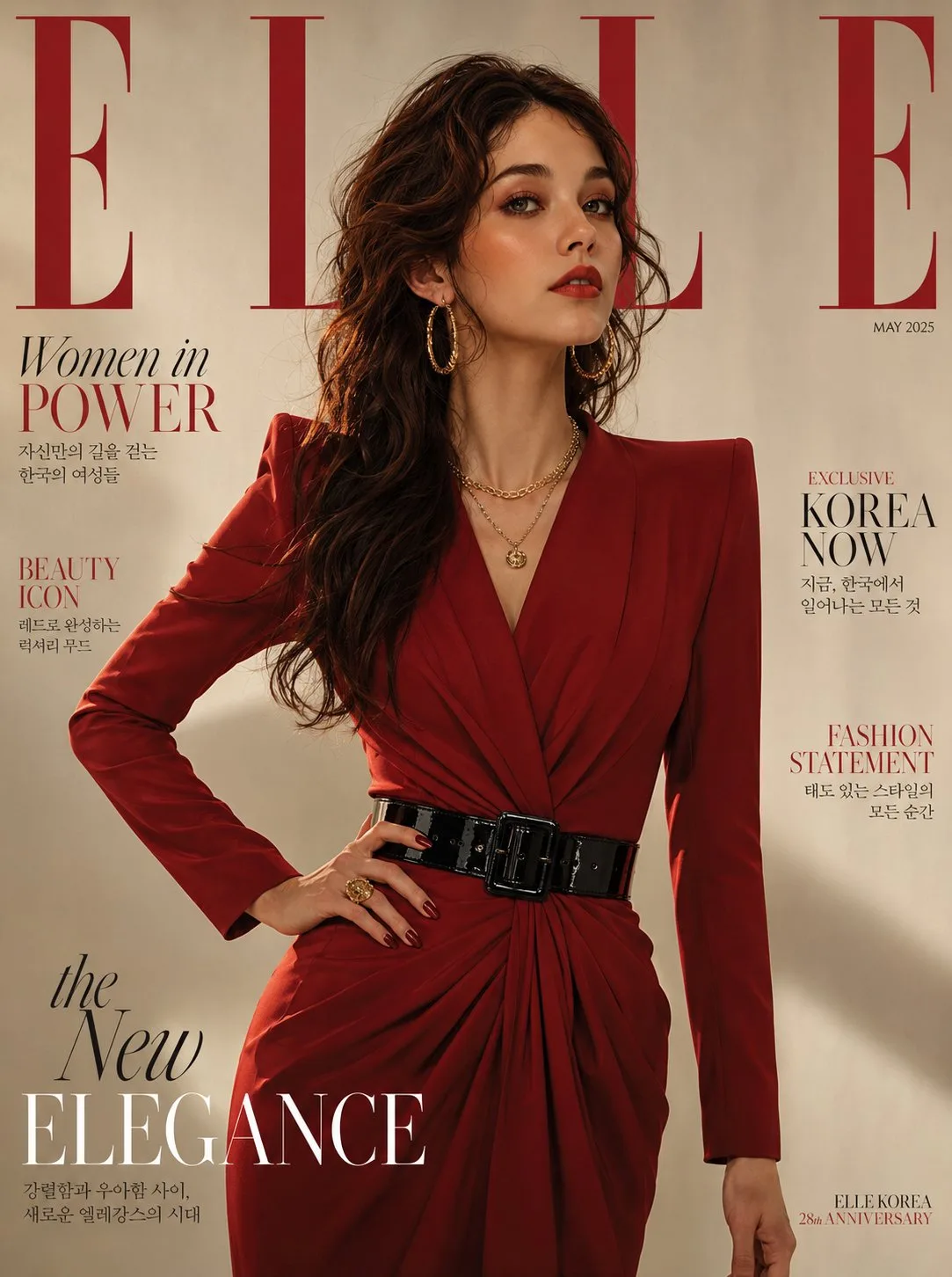 ปกนิตยสาร: สาวเกาหลีชุดแดงสุดมั่น 1