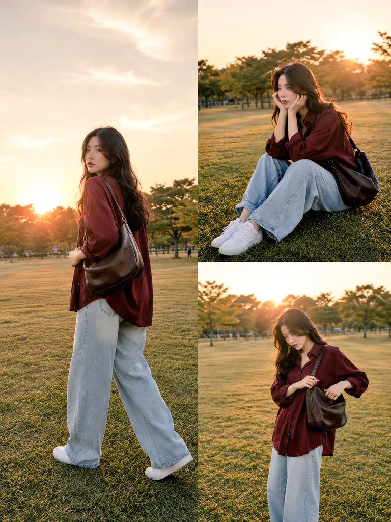 คอลลาจแฟชั่นเกาหลี: ตะวันลับฟ้าที่สวนสาธารณะ 1
