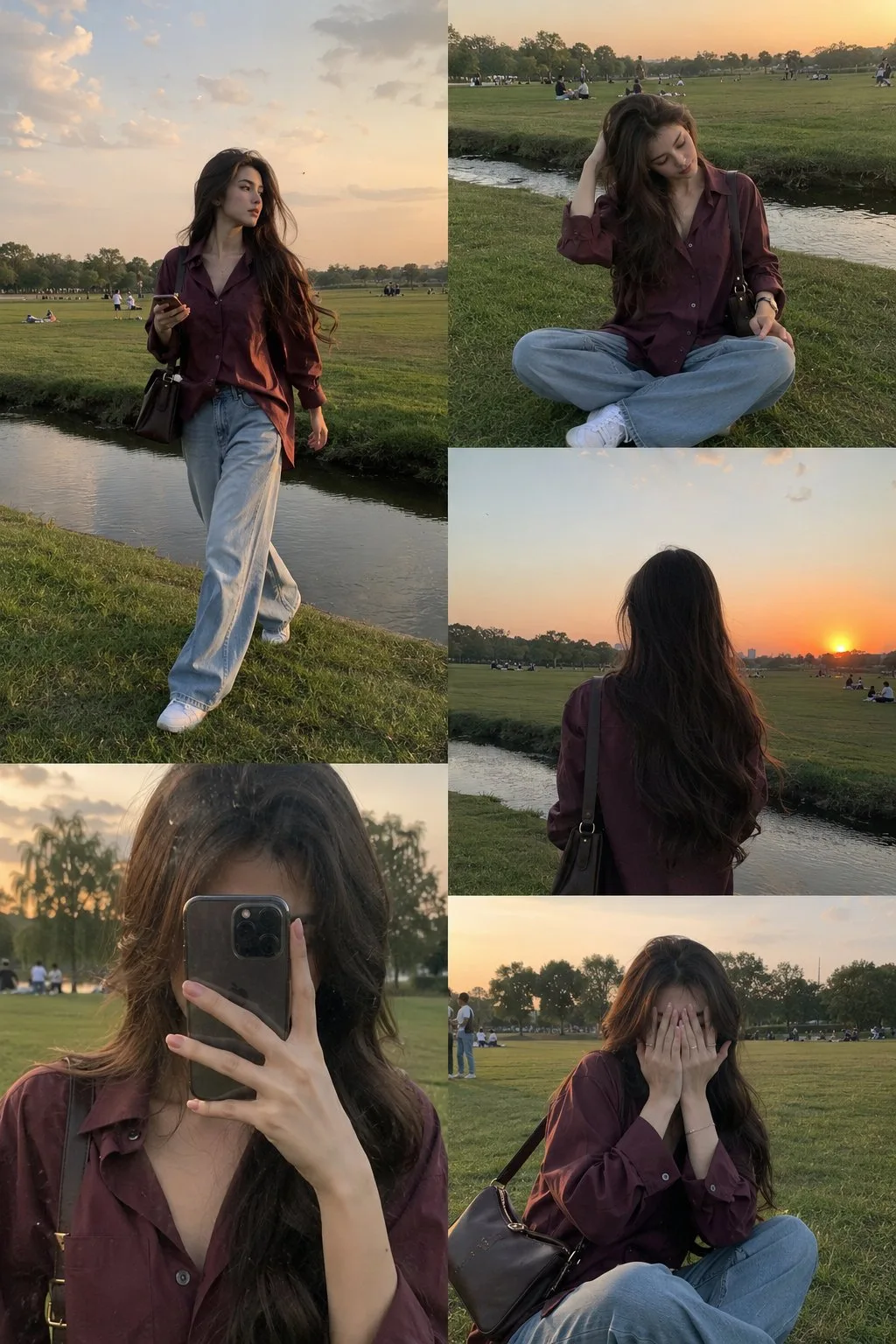 คอลลาจสาวเกาหลีในสวนสาธารณะ: แฟชั่นสุดชิลล์ 1