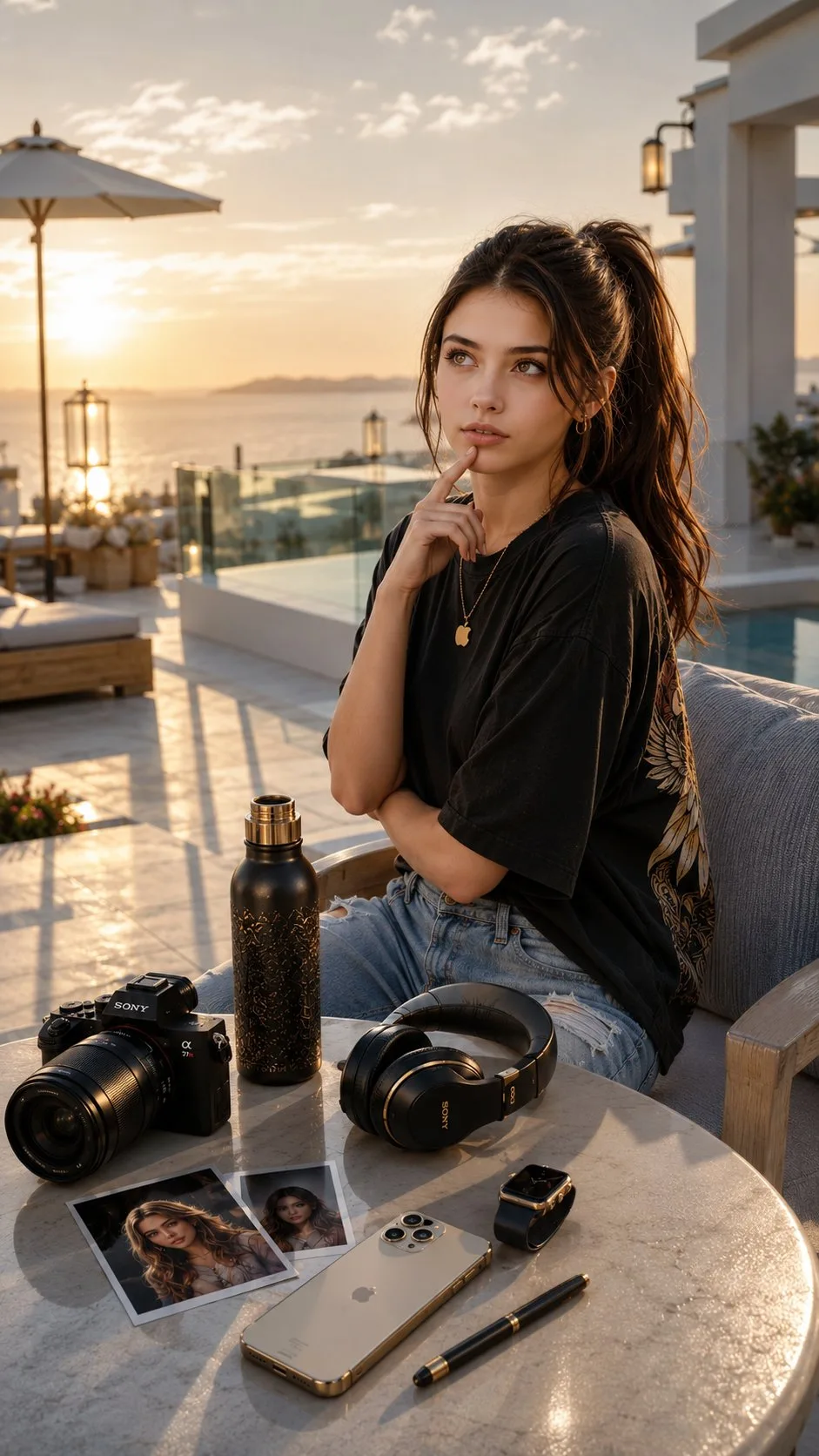 สาวสวยหรูบนระเบียง ชมวิวทองคำสไตล์ Netflix IMAX 1