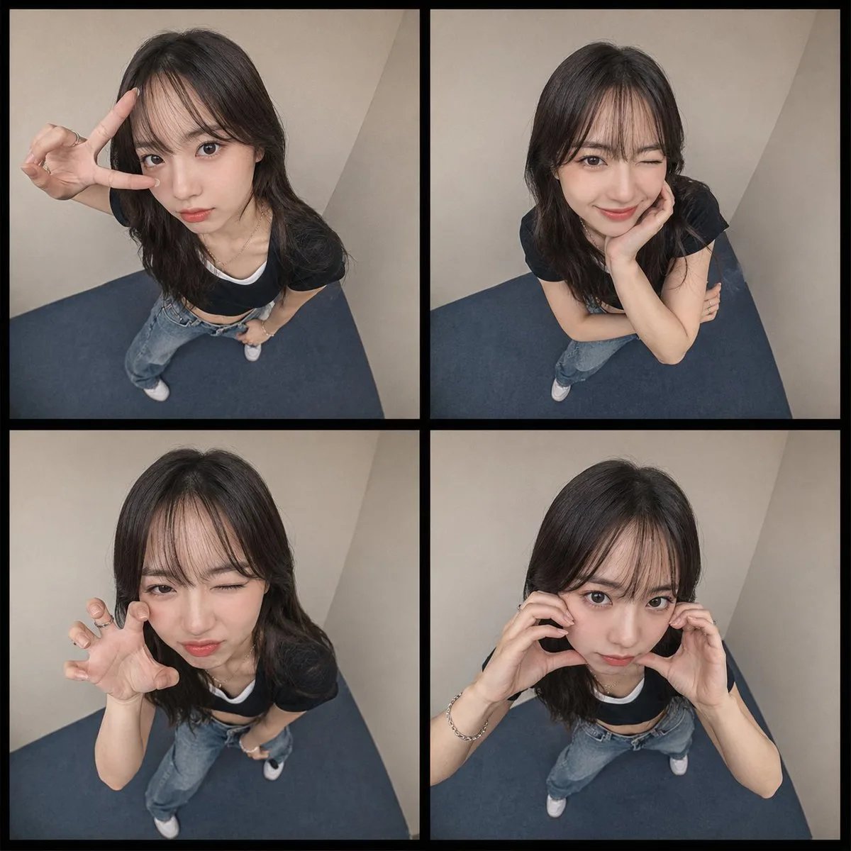 ภาพคอลลาจหญิงสาว 4 ช่อง สไตล์ภาพถ่ายตู้สติกเกอร์ 1