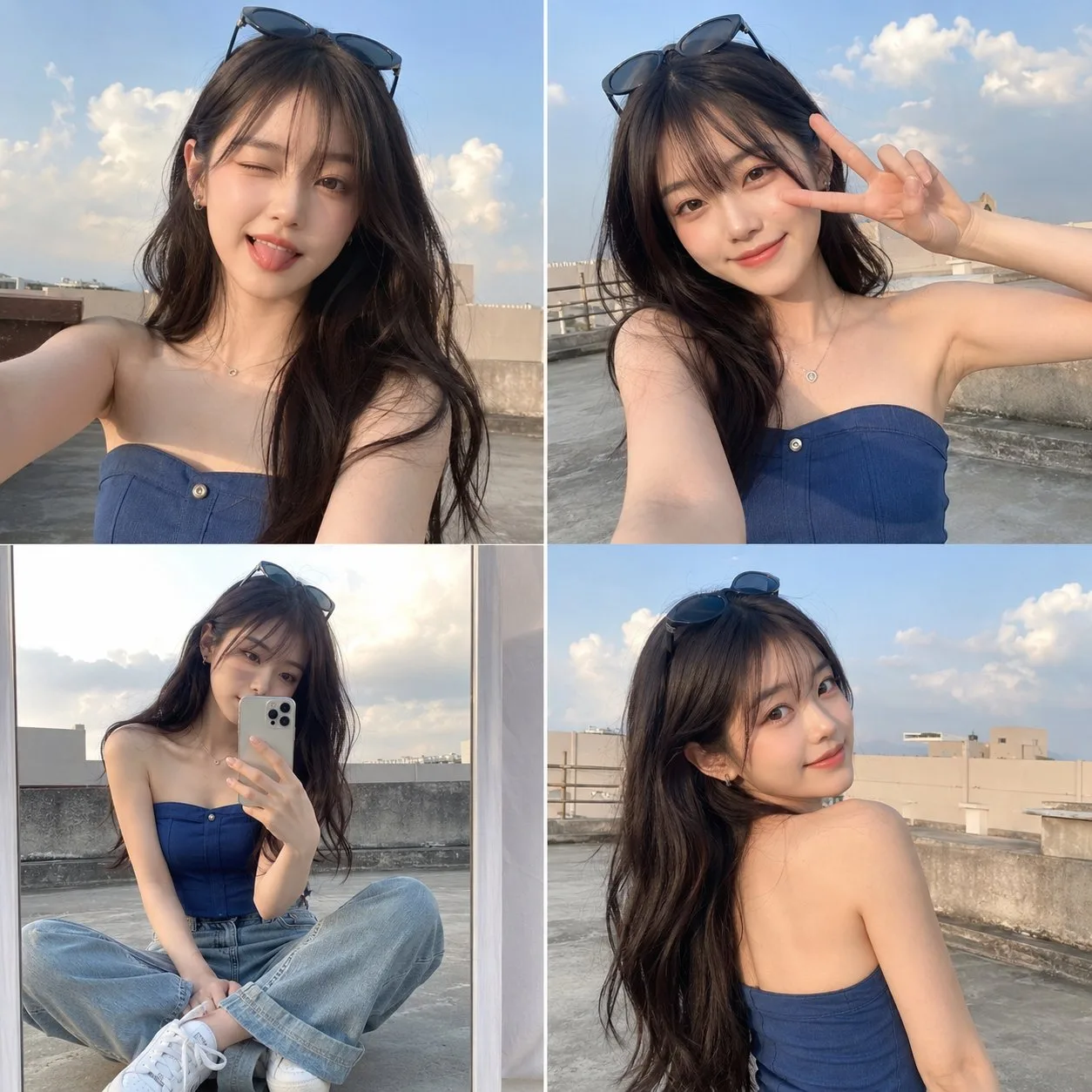 ภาพเซลฟี่คอลลาจสาว Gen Z บนดาดฟ้าช่วง Golden Hour 1