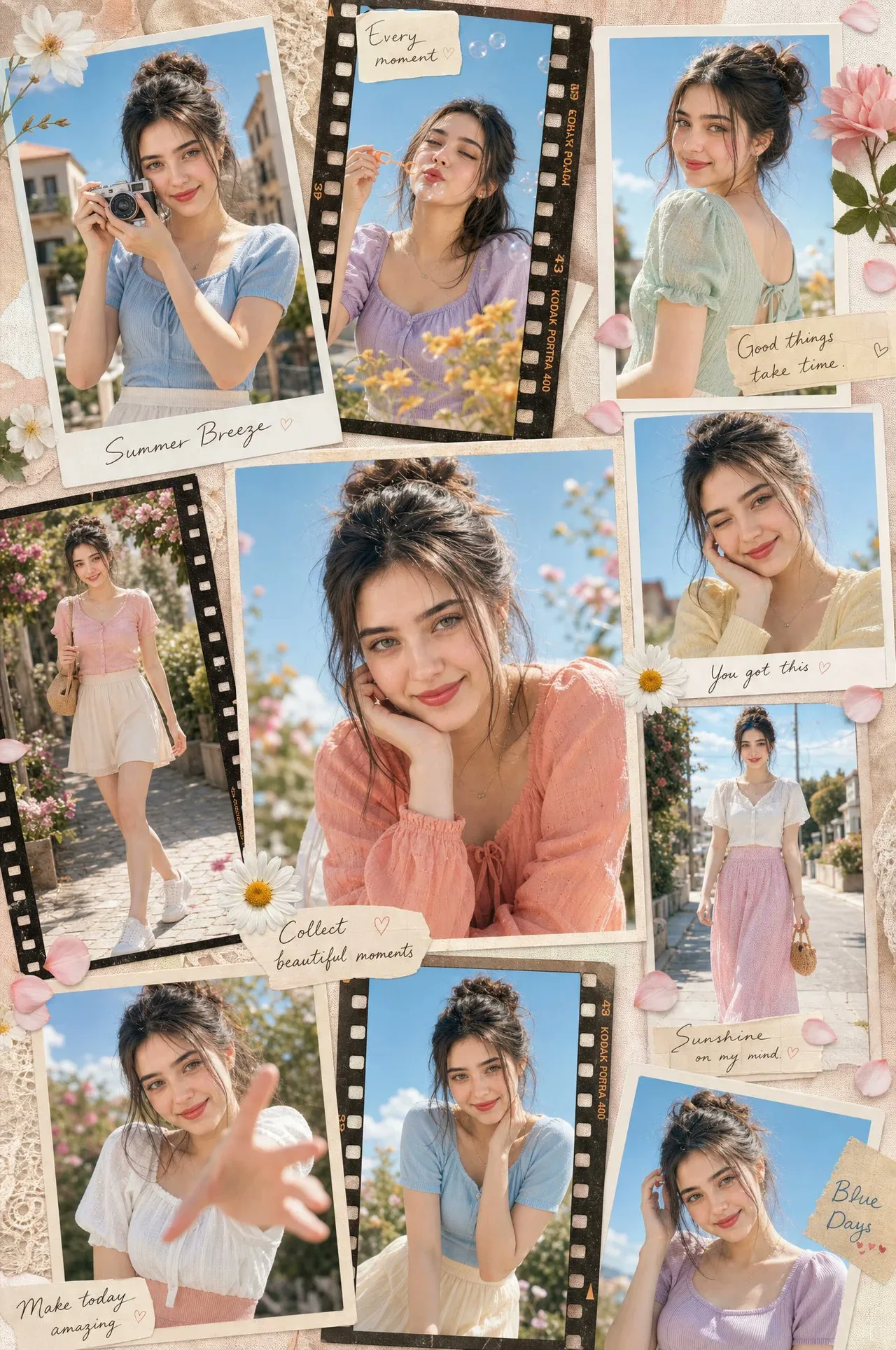 โปสเตอร์ภาพปะติดสาวน้อยสไตล์สมุดภาพเหนือจริง 1