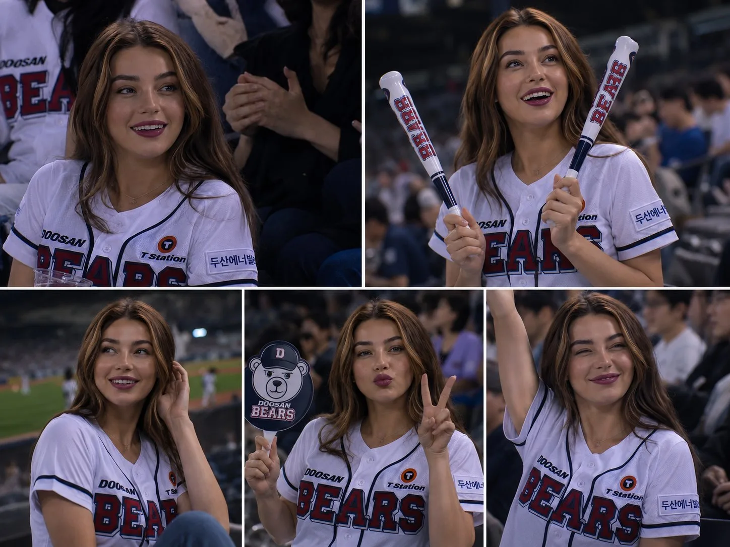 คอลลาจแฟนเบสบอลสาวสวย: 5 ช่อง อัลตร้าเรียลลิสติก 1