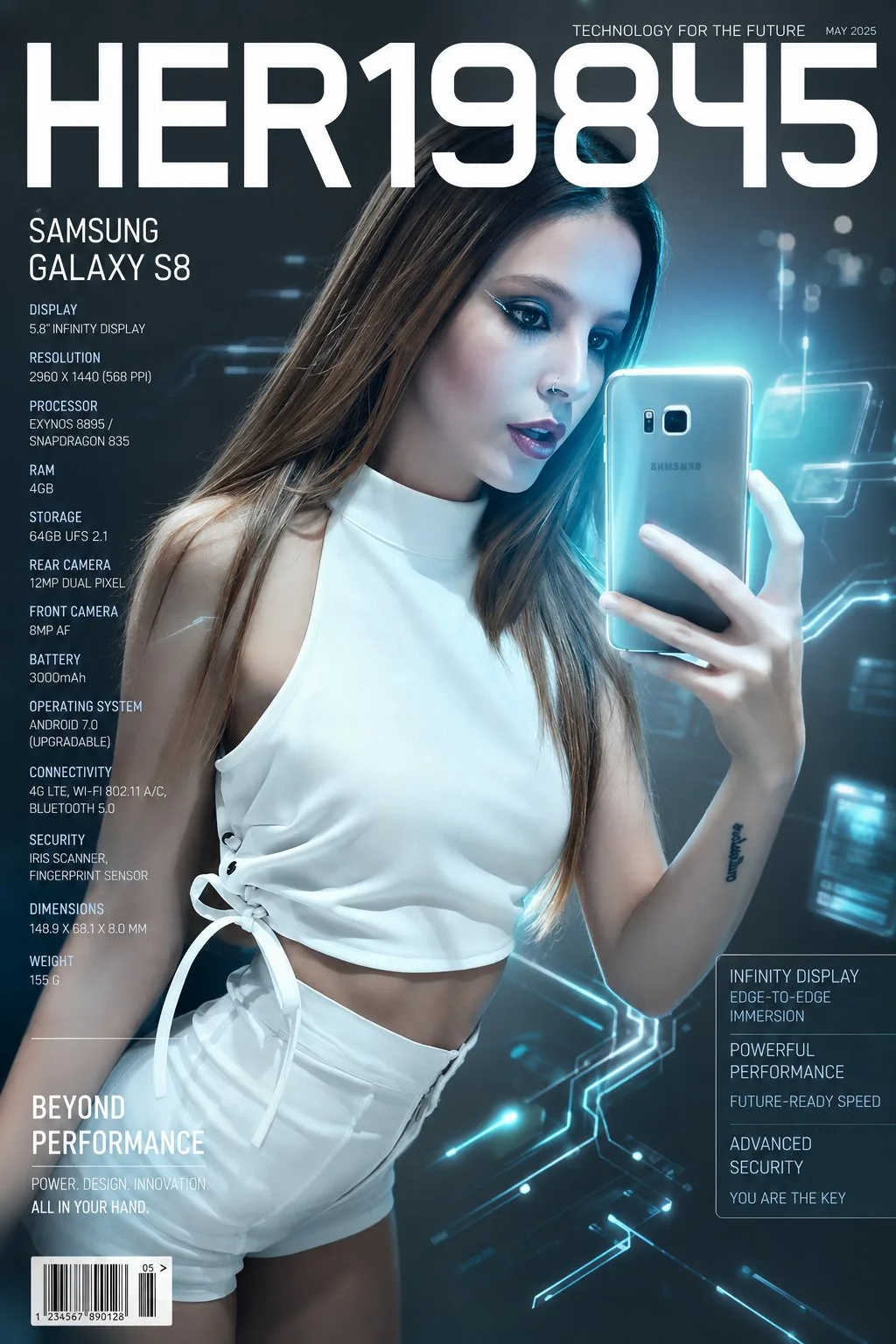 ปกนิตยสารเทคโนโลยี: แสงสีฟ้าอมเขียวบนใบหน้า 1