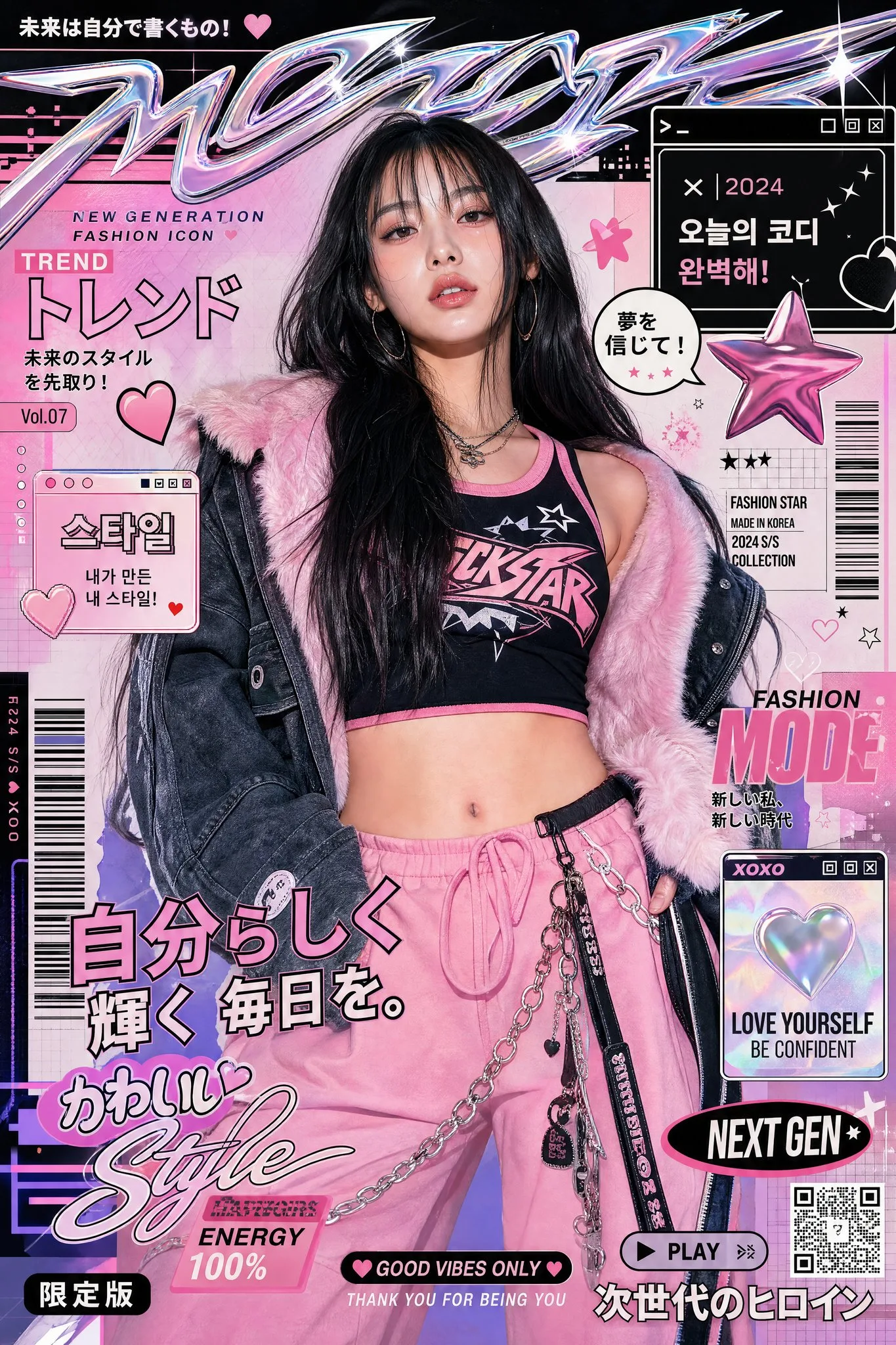 โปสเตอร์แฟชั่น Y2K หรูหรา สไตล์เอเชีย 1