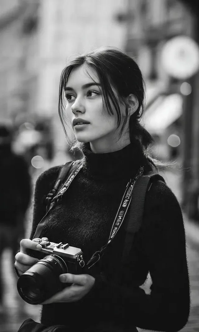 ช่างภาพสาวในเมือง: ขาวดำสไตล์ภาพยนตร์