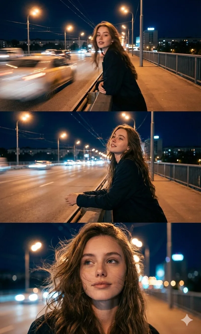 ภาพสามช่องสะพานในเมืองยามค่ำคืน 1