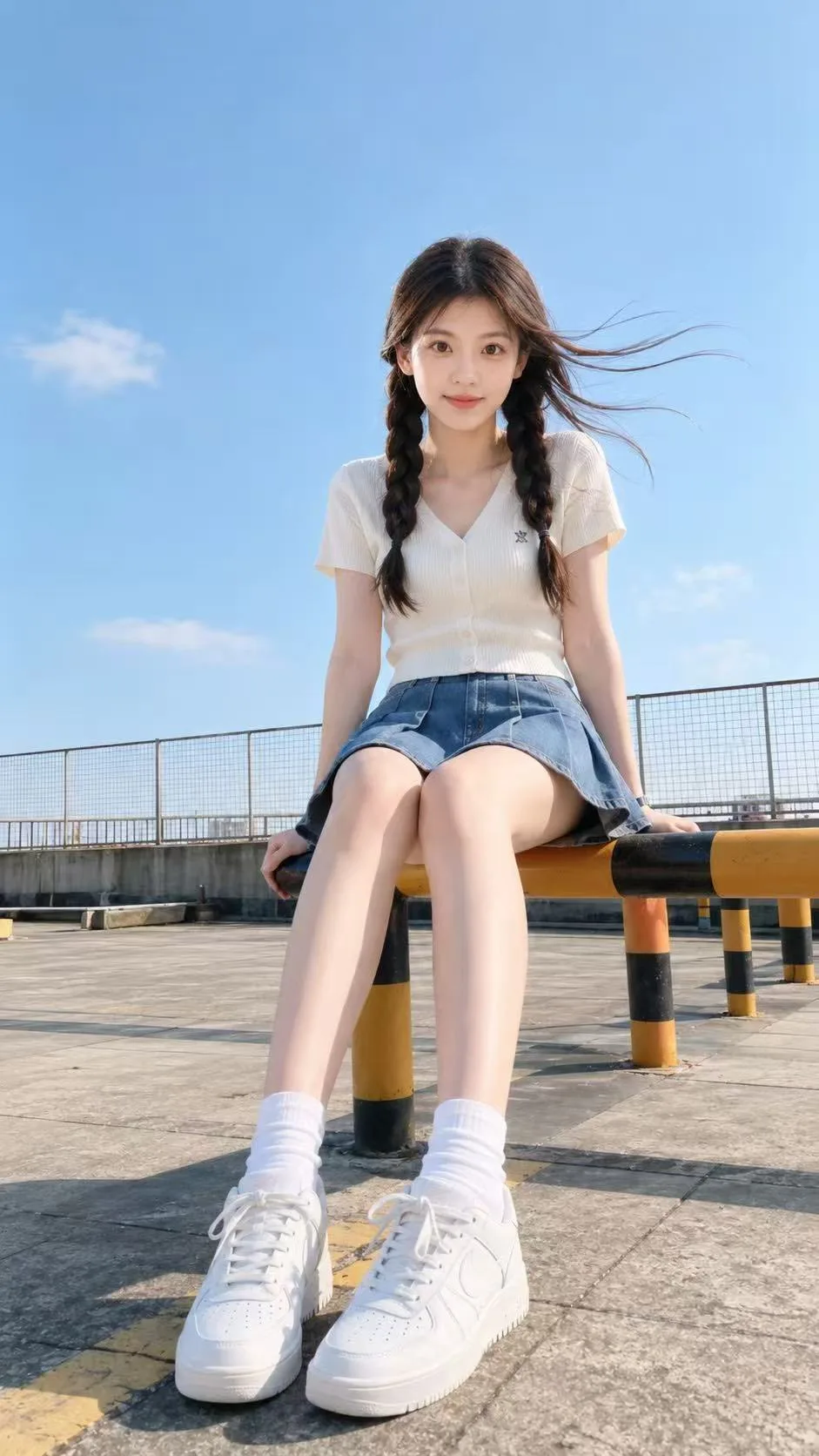 ภาพพอร์ตเทรตหญิงสาวบนดาดฟ้าสไตล์อินดัสเทรียล 1