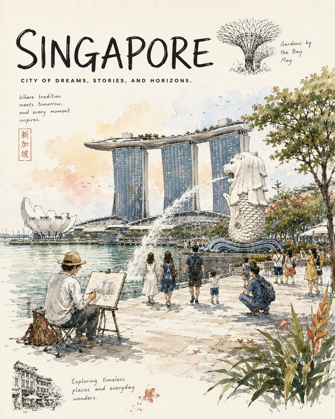 โปสเตอร์ภาพประกอบแนวสเก็ตช์เมือง: บันทึกการเดินทาง 2