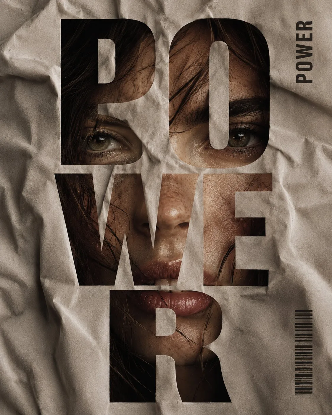 โปสเตอร์แฟชั่นตัวอักษรทะลุผ้าพับยับ 2