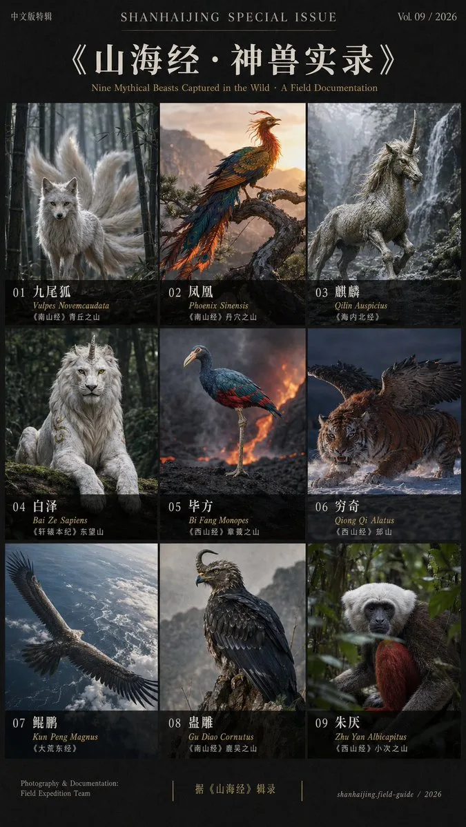 โปสเตอร์ถ่ายภาพสัตว์เทพในบันทึกโบราณเวอร์ชันแนวตั้ง 1