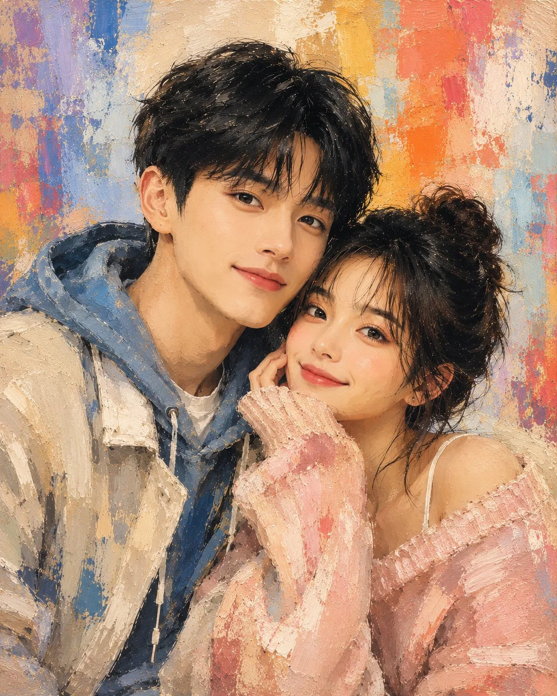 ภาพบุคคลพู่กันแห้งสีสดใส 2