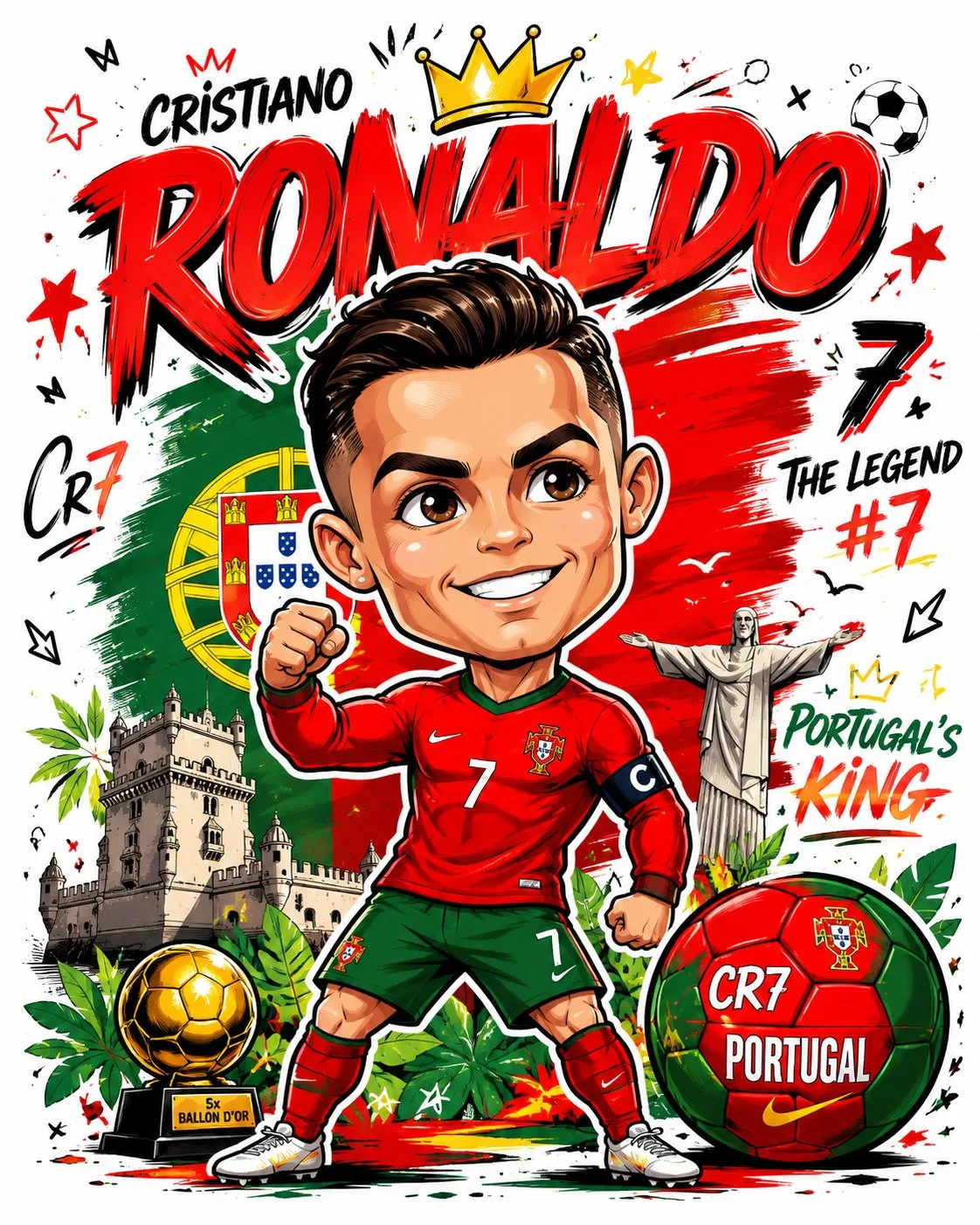 โปสเตอร์นักฟุตบอล Q-Version สไตล์การ์ตูนสุดคึกคัก 1