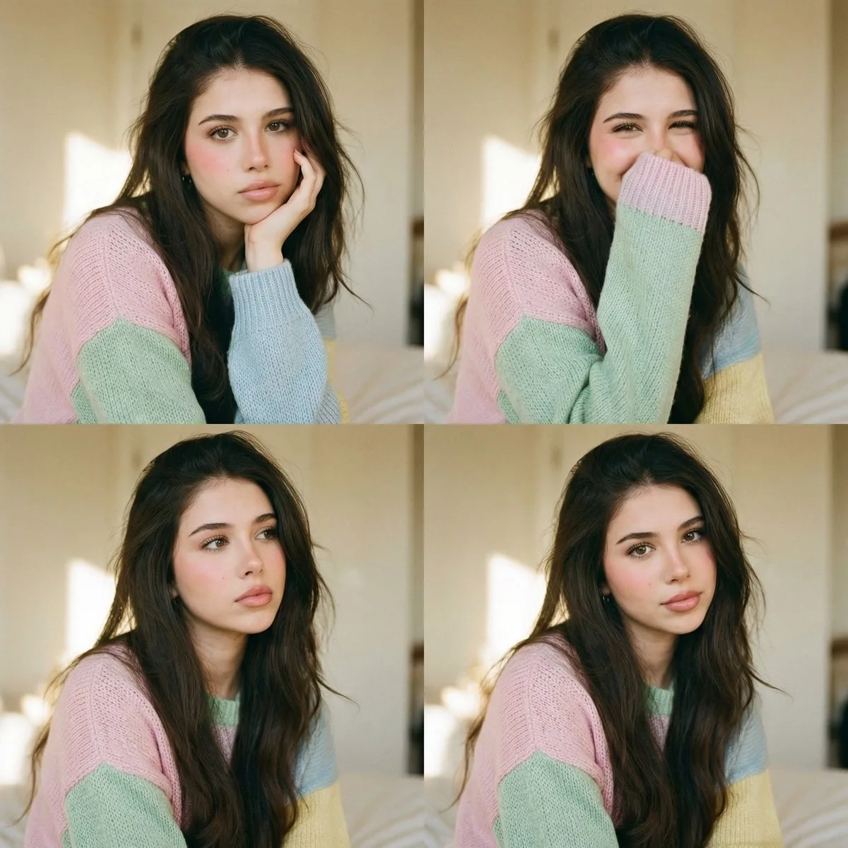 สาวหวานชุดไหมพรมสีพาสเทลสไตล์ฟิล์มวินเทจ 1