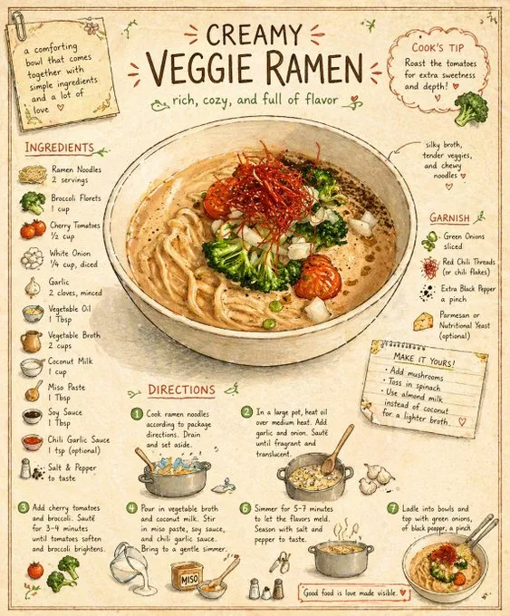 插画页拉面食谱-复古手绘 1
