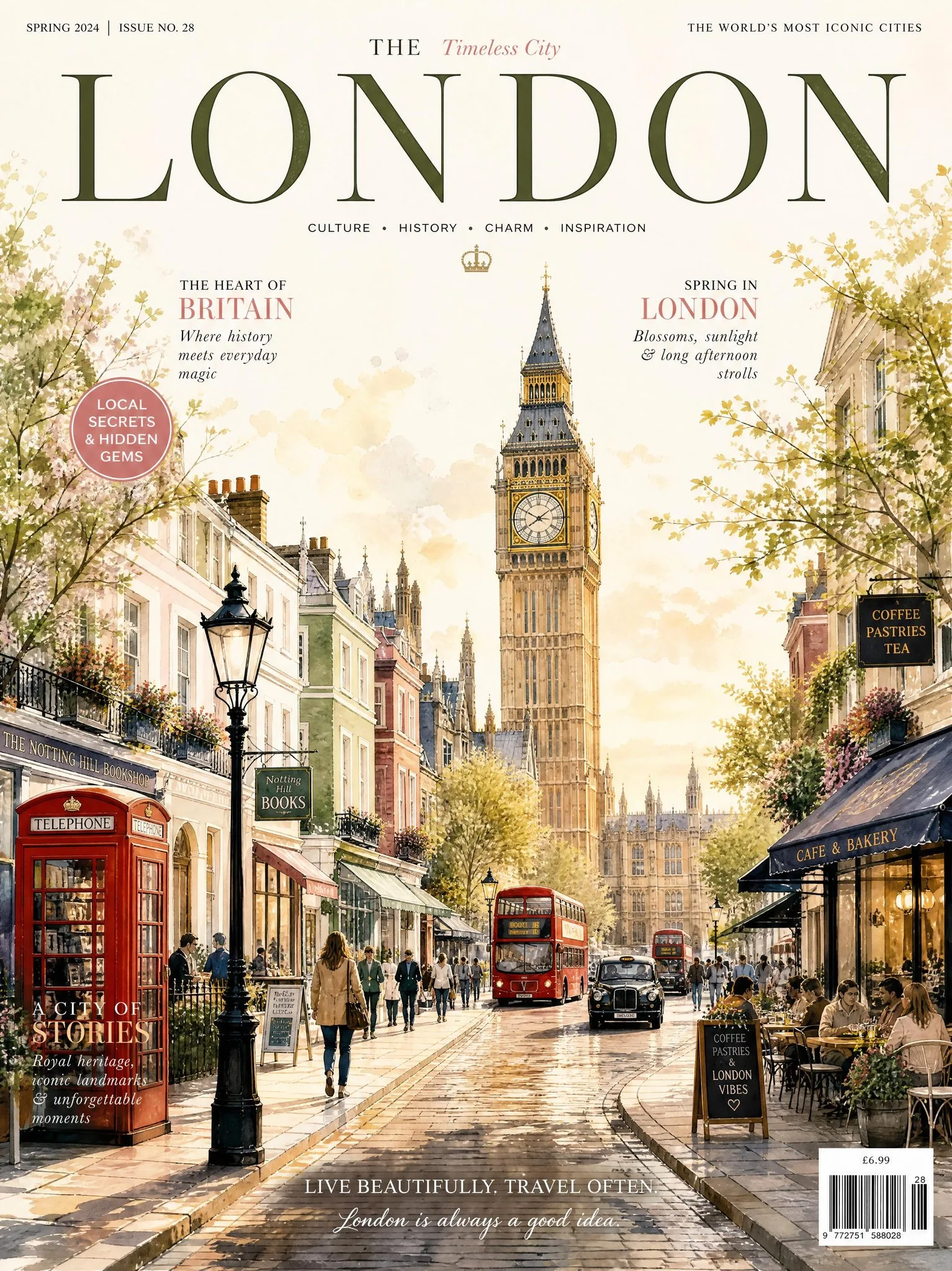 ปกนิตยสารท่องเที่ยววินเทจ 'ลอนดอน นครเหนือกาลเวลา' 1