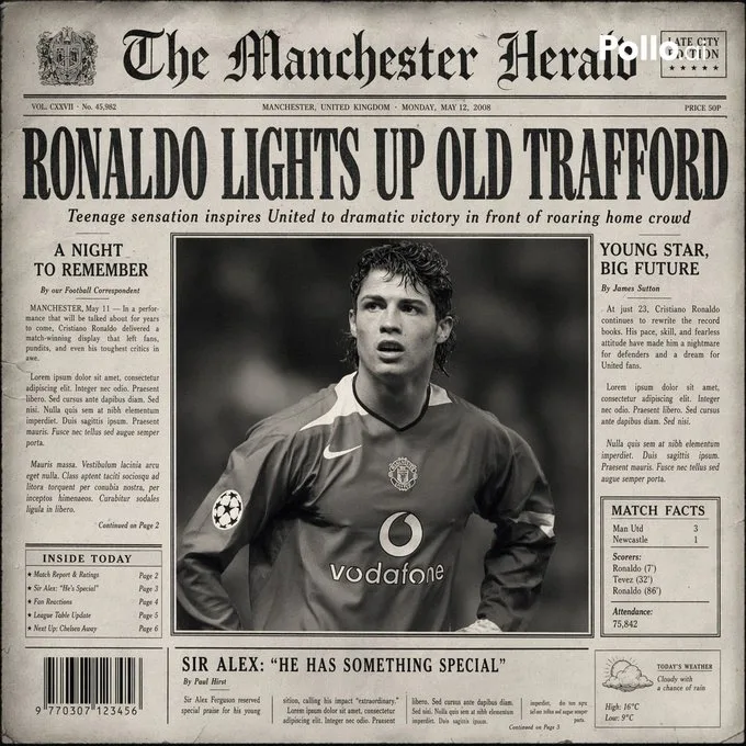 ตัวเอกบนหน้าหนึ่งหนังสือพิมพ์ย้อนยุค 2