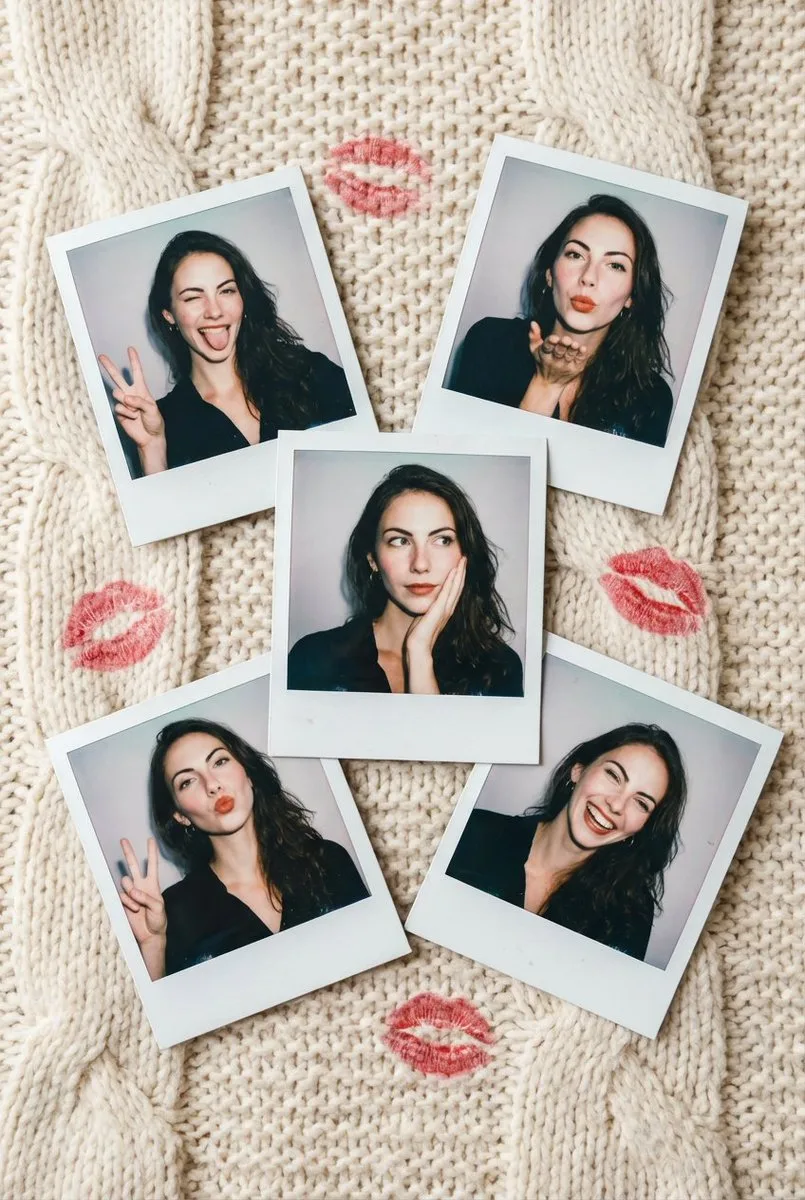 สาวขี้เล่นบนผ้าห่มขนสัตว์: โพลารอยด์วินเทจ 1